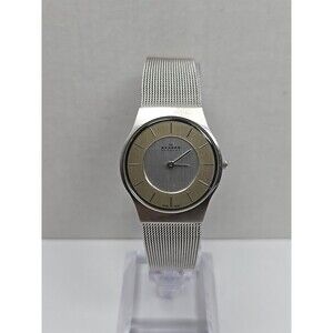 Skagen Denmark 233SSS 28mm Slim Mesh Watch Silver Minimalist New Battery Quartz